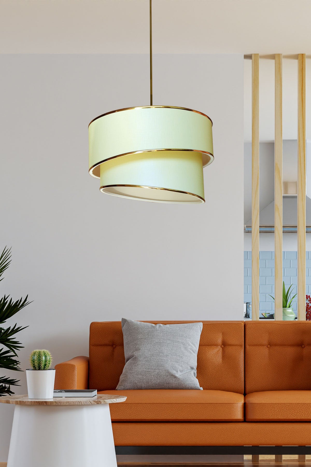 Ruzgar Modern Single Pendant Lamp Chandelier Beige Es119