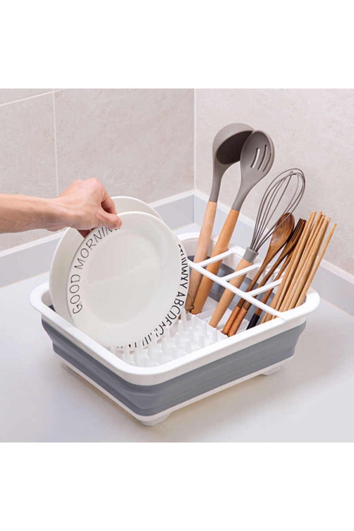 Folding Silicone Dish Basket Dish Rack Plate Holder Accordion