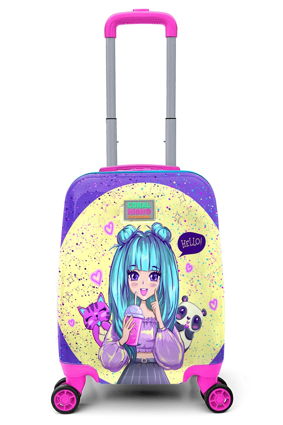 Kids Purple Pink Anime Girl Patterned Luggage 16705