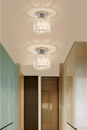 Plafonier Ceiling Silver Single Crystal Stone Chandelier