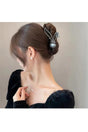 So-Much New Trend Metal Pearl Detailed Full Stone Clasp Anthracite - Swordslife
