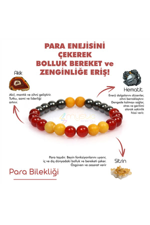 Certified Money, Abundance Natural Stone Talisman Bracelet (Hematite, Citrine, Agate Stone Natural Stone Bracelet)