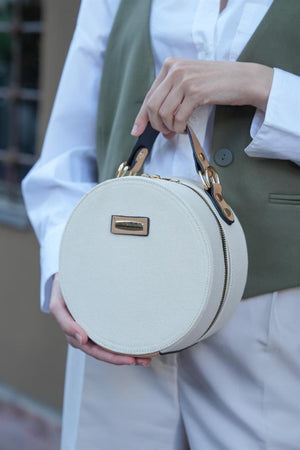Canvas- Cream Camel Women'S Round Shoulder Bag