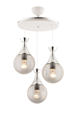 Minel 3 Piece Tray White Chrome Gilded Smoked Glop Glass Lighting