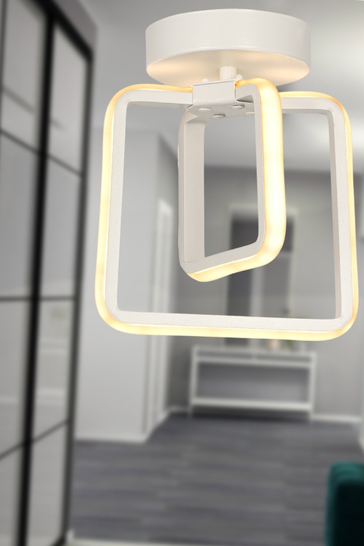 Spacious 3 Color Led Ceiling Mount Single Chandelier White