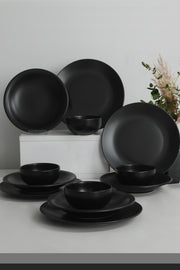 Aegean Matte Black Dinnerware 12 Pieces For 4 Persons