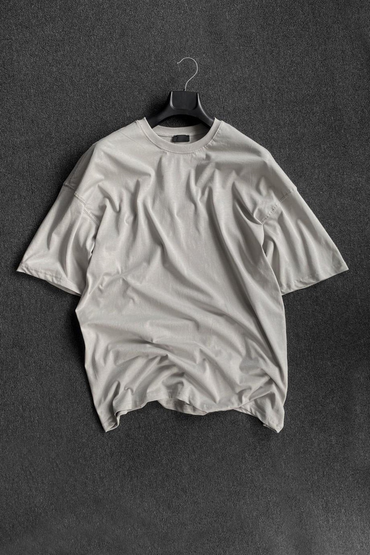 Men'S Gray 2 Thread Basic Oversize T-Shirt