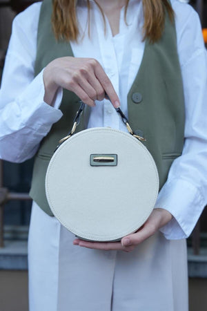 Canvas- Cream Mint Women'S Round Shoulder Bag