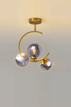 Athens Modern Antique Case Smoked Closed Imported Glass Triple Chandelier