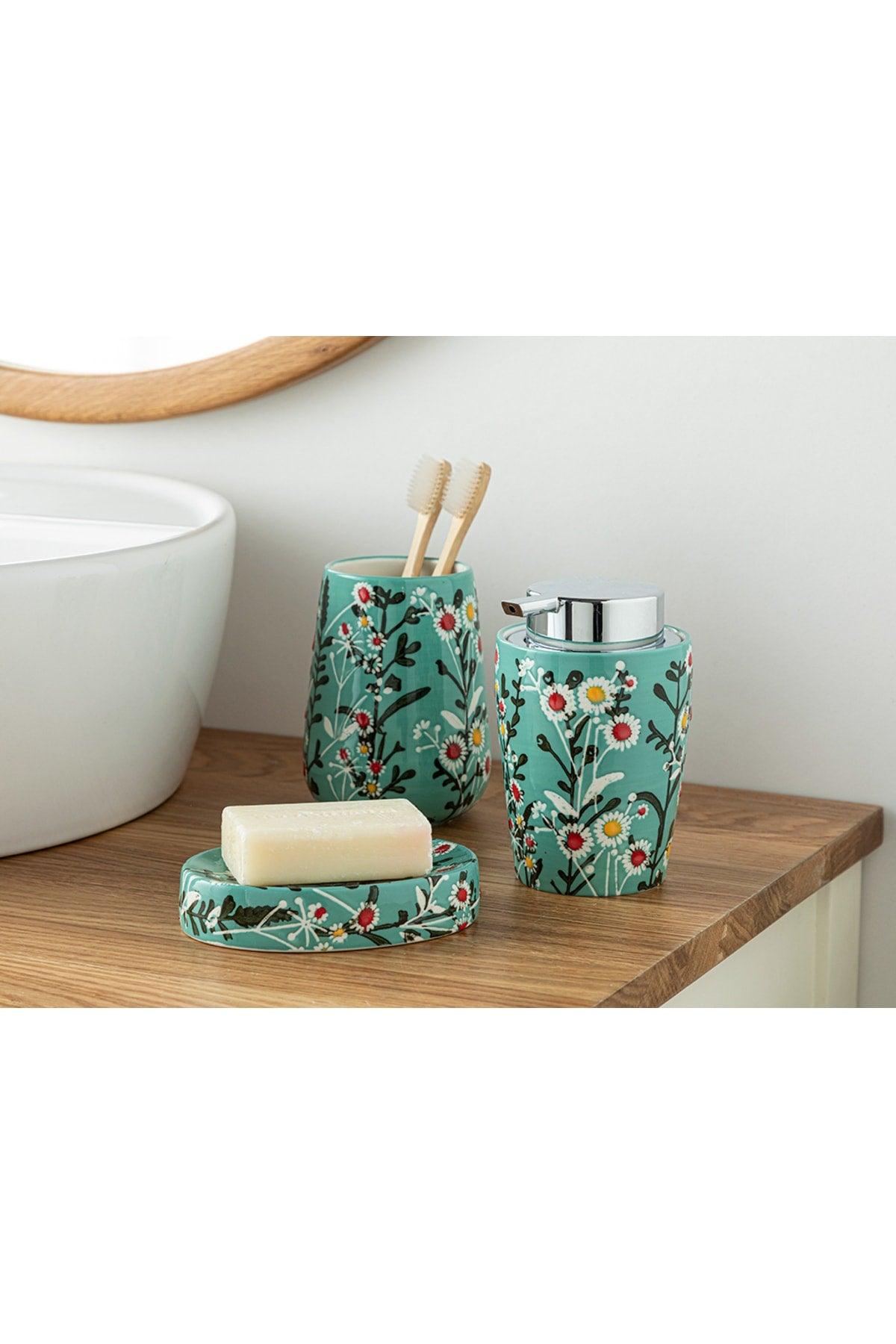 Flowery 3 Piece Bath Set Blue - Swordslife