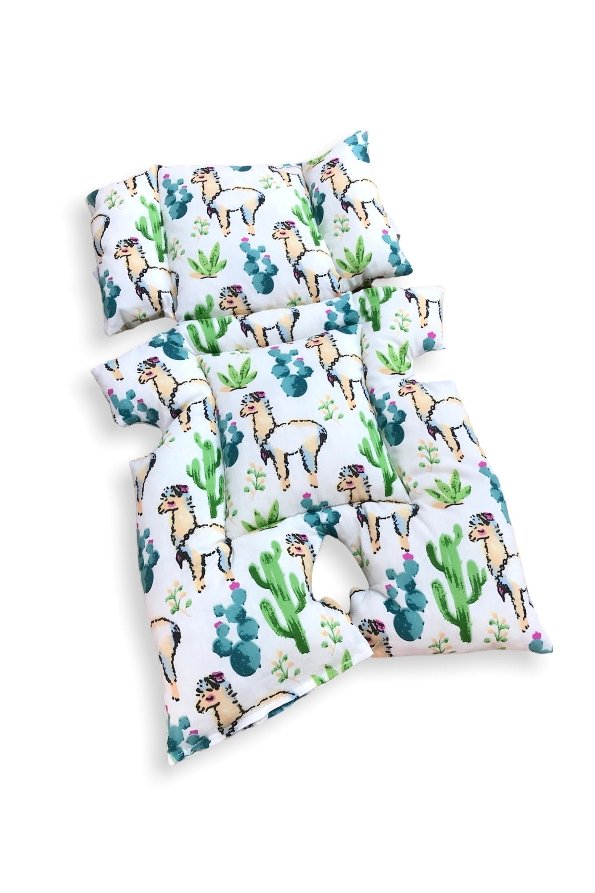 Baby Stroller And Car Seat Cushion Waist Supported Cactus Llama Pattern