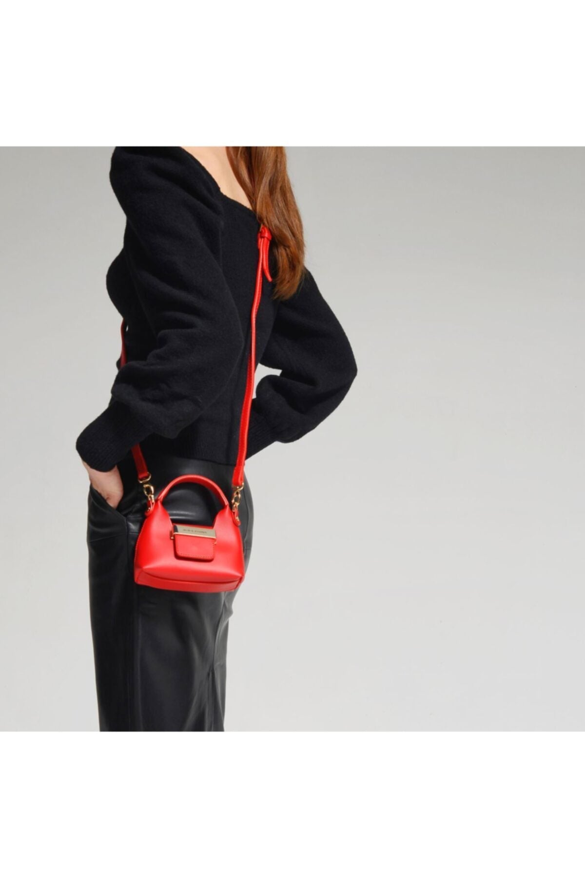 Red Accessory Detail Suspended Micro Bag