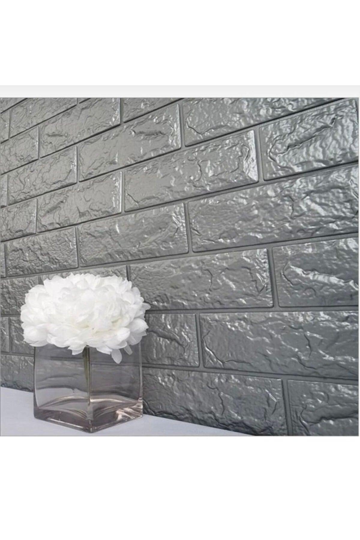 Self Adhesive Gray Wallpaper Panel Flexible Sponge Foam Stone Pattern - Swordslife