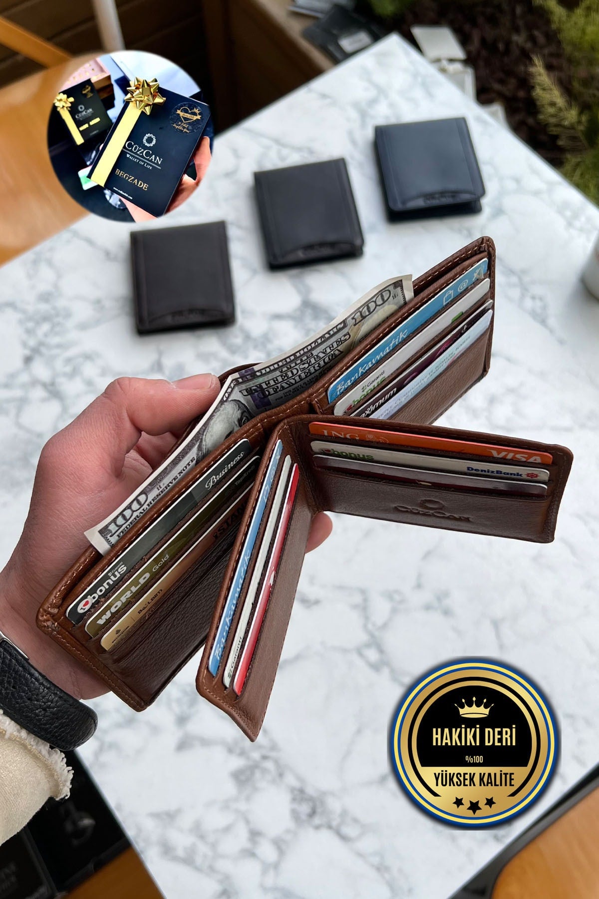 Taba Butterfly Model Genuine Leather Men'S Name Printed Wallet