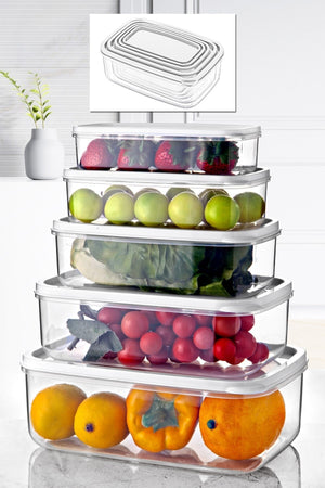 Set Of 5 Embox Rectangular Provisions, Food Storage Container White