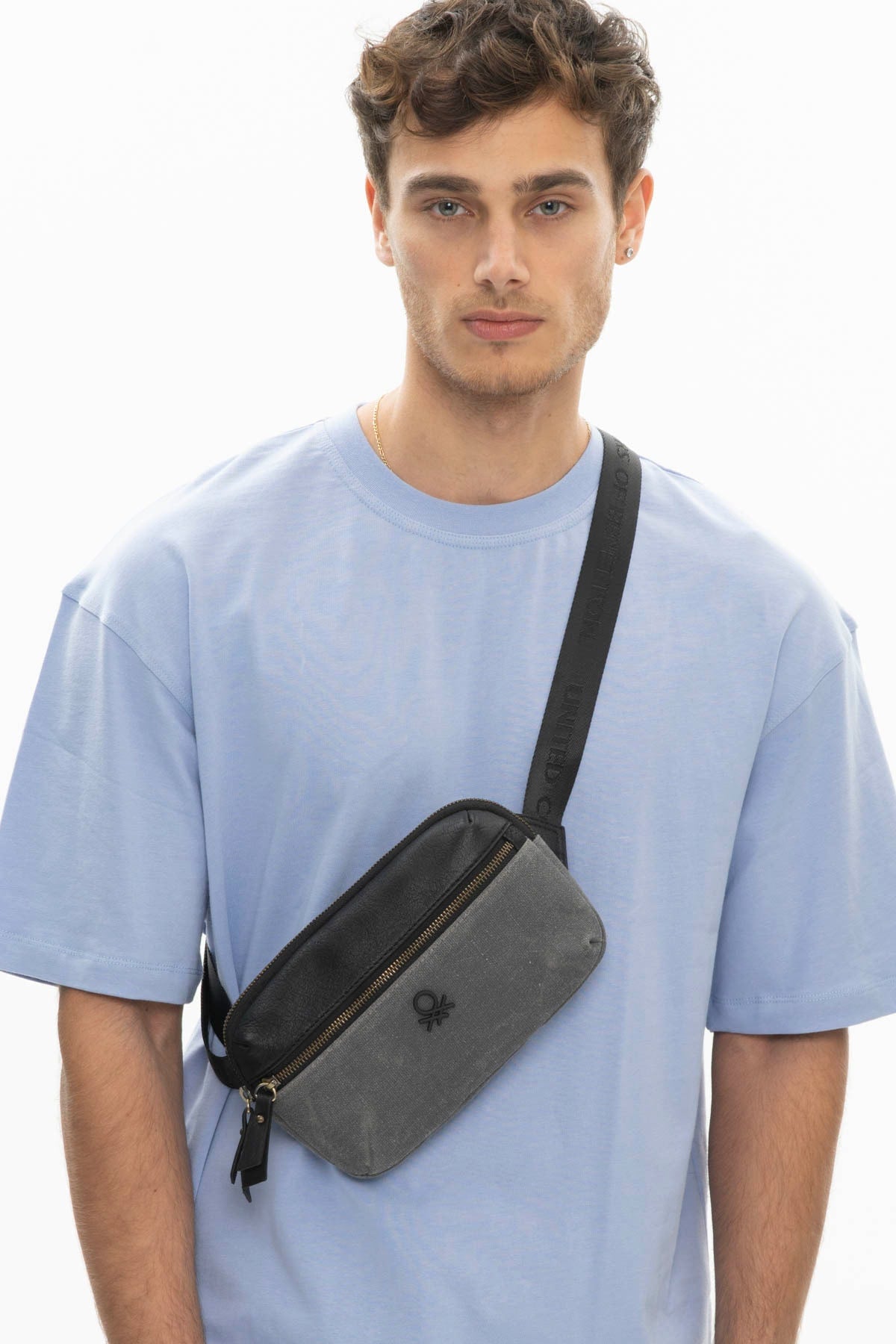 Benetton Men'S Waist Bag Gray Bnt1011