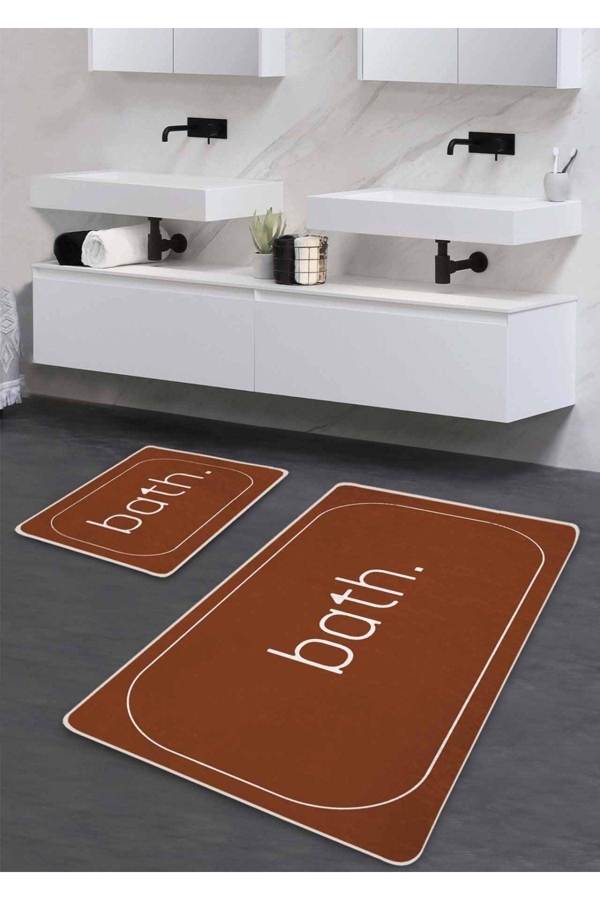 Non-Slip Base Washable Double Bath Mat - Chocolate Bath Patterned 60*100 Cm - 50*60 Cm - Swordslife