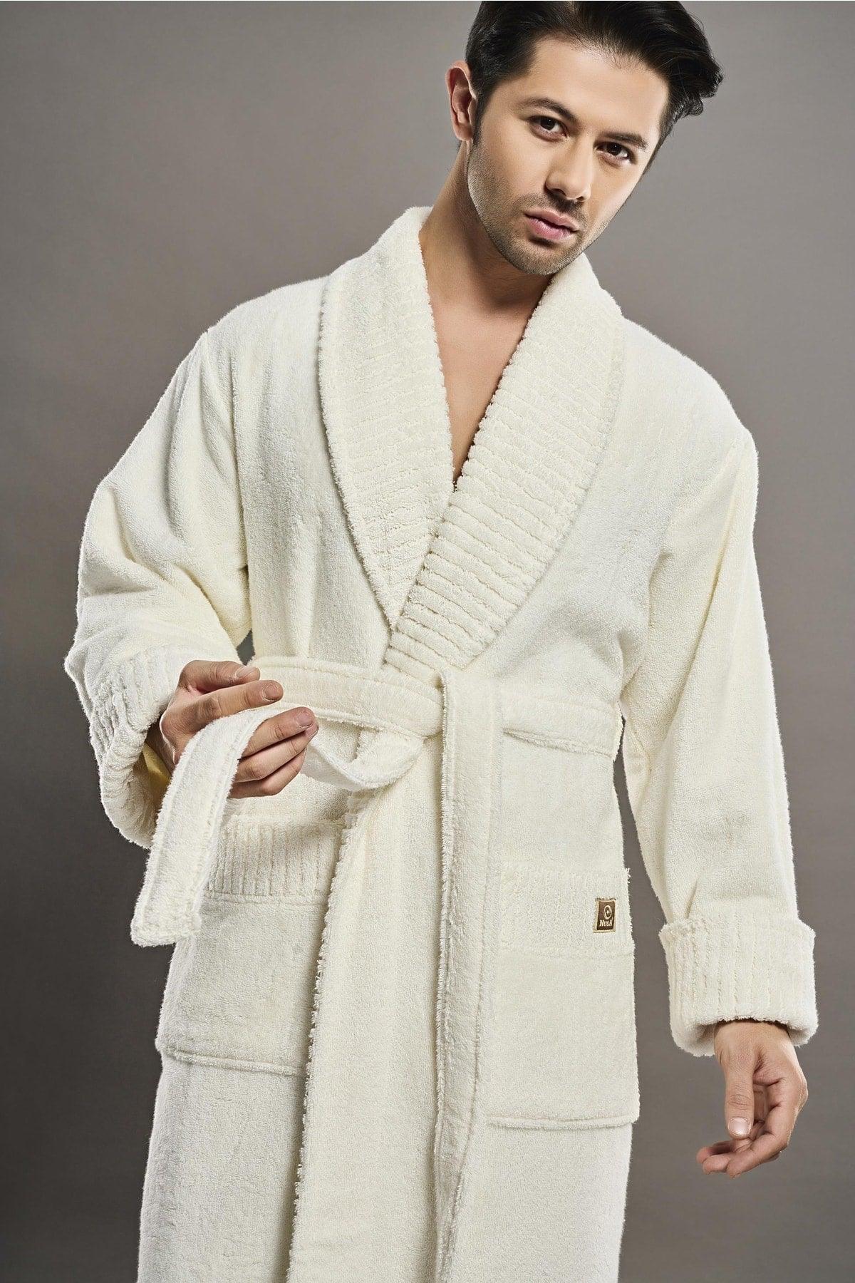 Corded Collar 100% Organic Cotton Men's Bathrobe - Swordslife