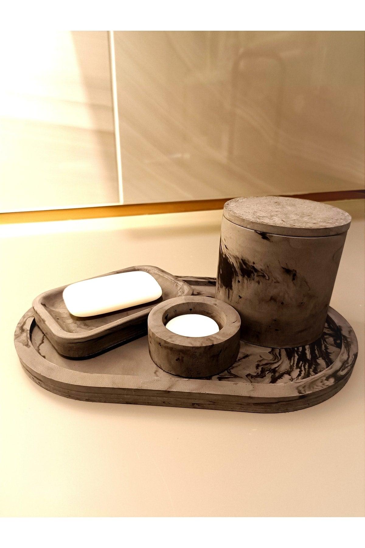 Marble Series Marble Look Bathroom Set & Tray Soap Dispenser Toothbrush - Swordslife