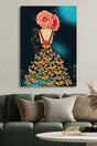 Canvas Printed Decorative Rose Head Butterfly Skirt Woman Home Office Hotel Decor Gift Painting - Swordslife