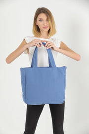 Indigo U25 3 Compartment Side 2 Pocket Detailed Zipper Closure Canvas Women'S Arm And Shoulder Bag B:35 E:35