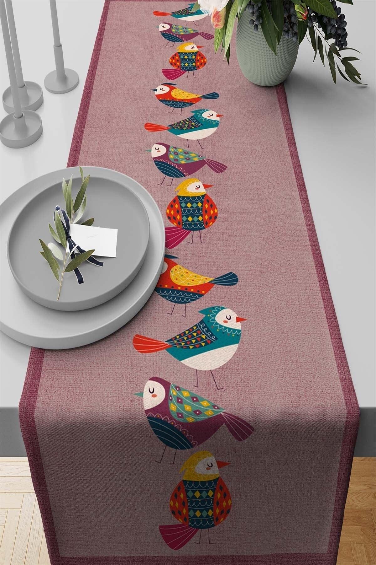 40x140cm Table Cloth Runner Premium Foal Feather Woven Stain Resistant Fabric Authentic Bird Rnr213 - Swordslife