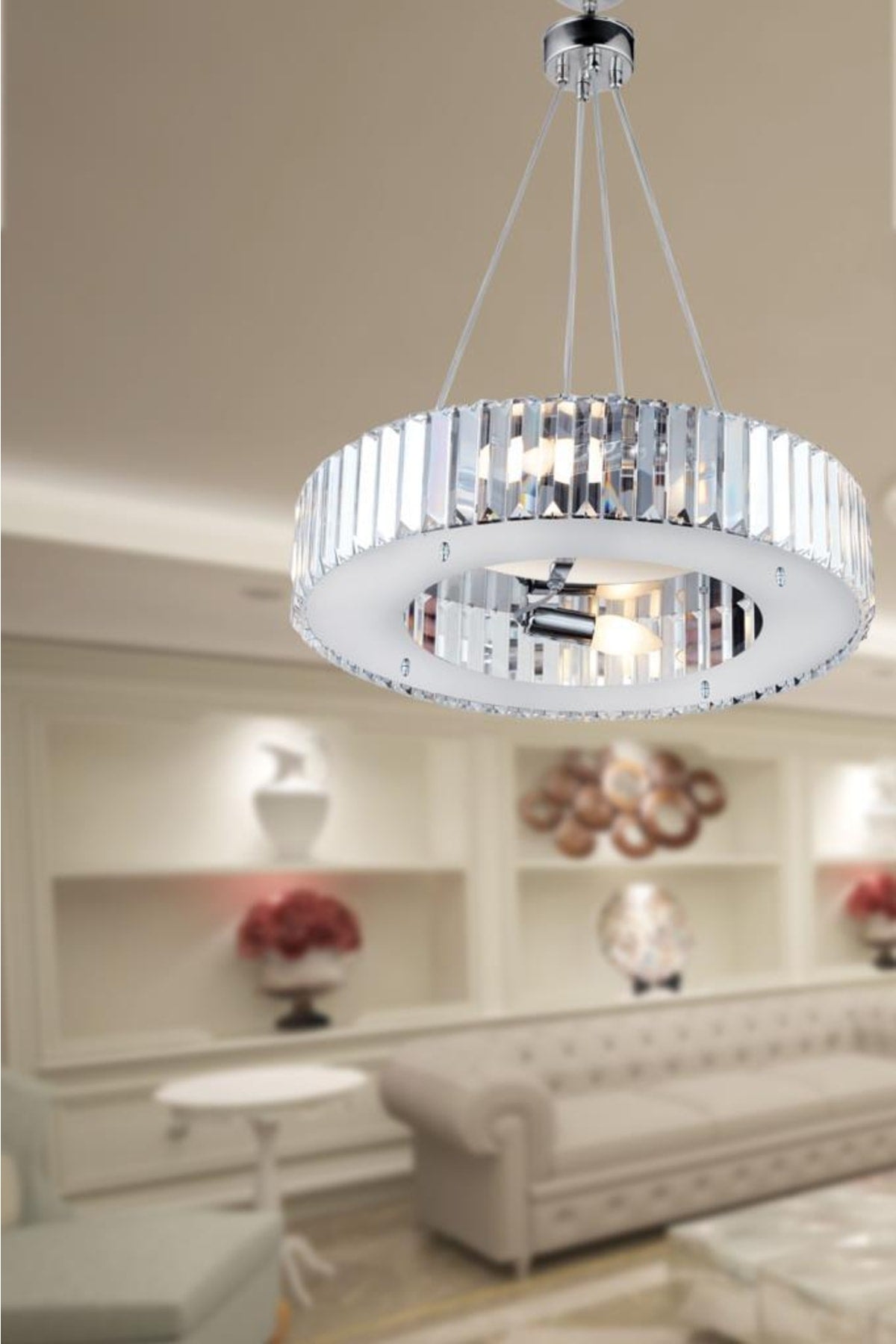Luxury Diamond 47 Cm Chrome Chandelier