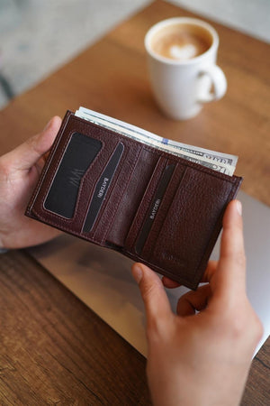 Lisande Genuine Leather Kibar Men'S Wallet Brown