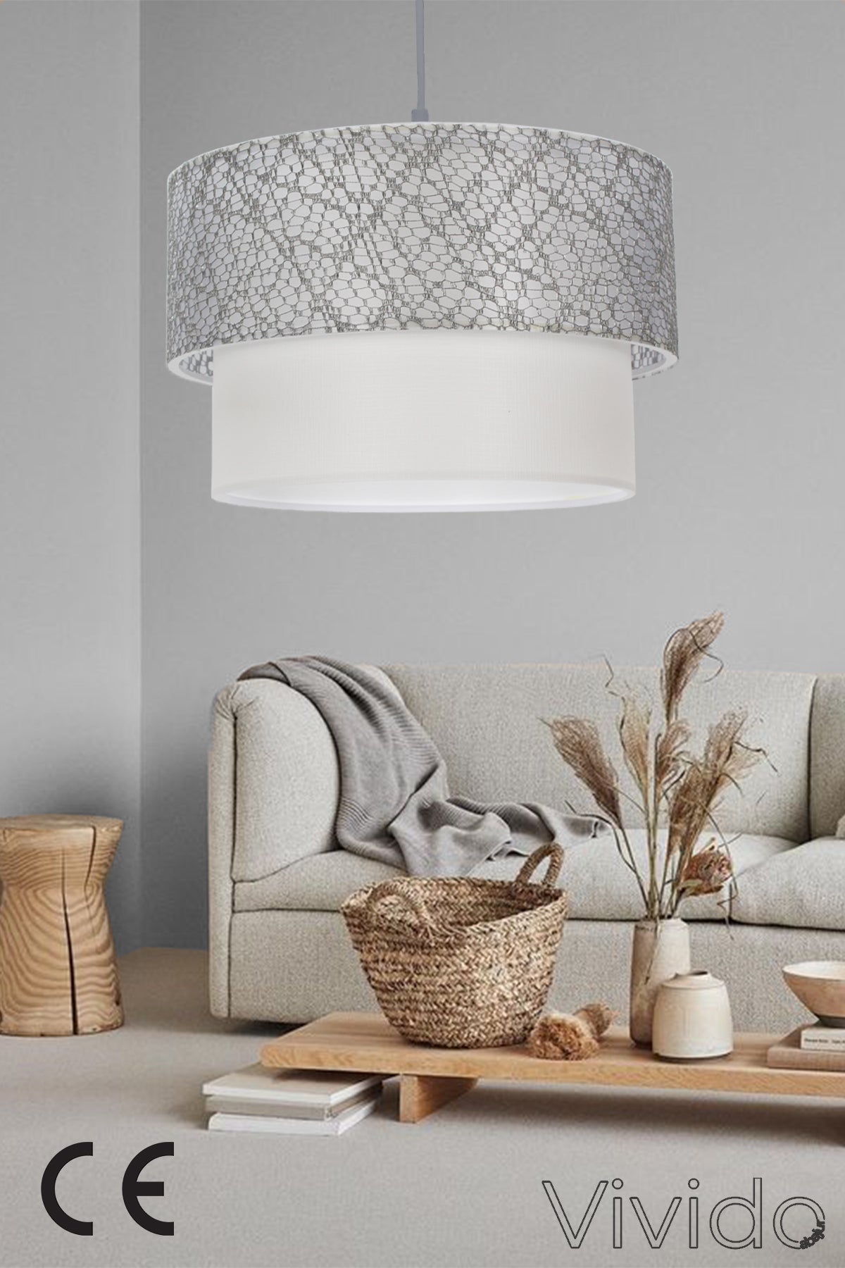Cake Pendant Lamp Chandelier Lacy Gray