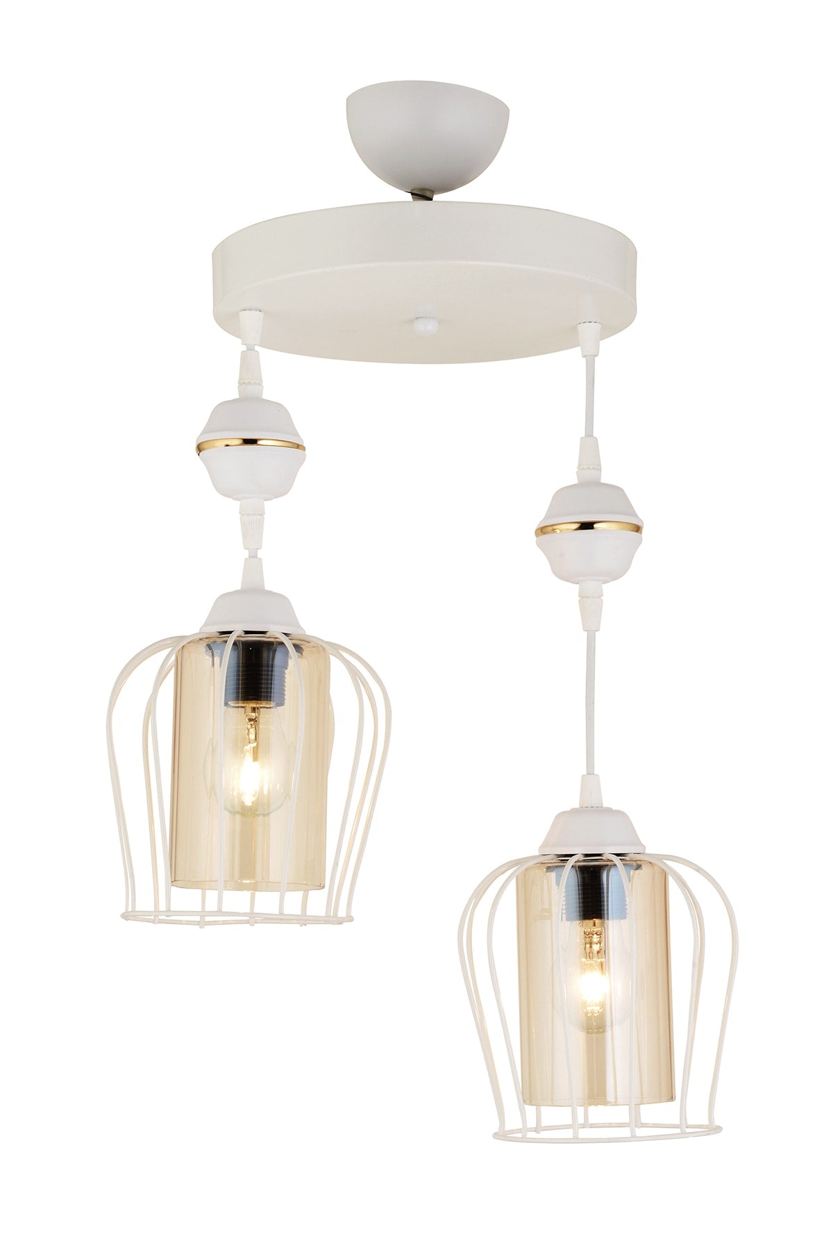 Parachute Pendant Lamp Set of 2 White Modern Downward Facing Chandelier