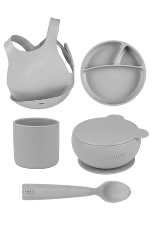 Powder Gray Set Of Five (Apron+Plate+Bowl+Glass+Spoon)