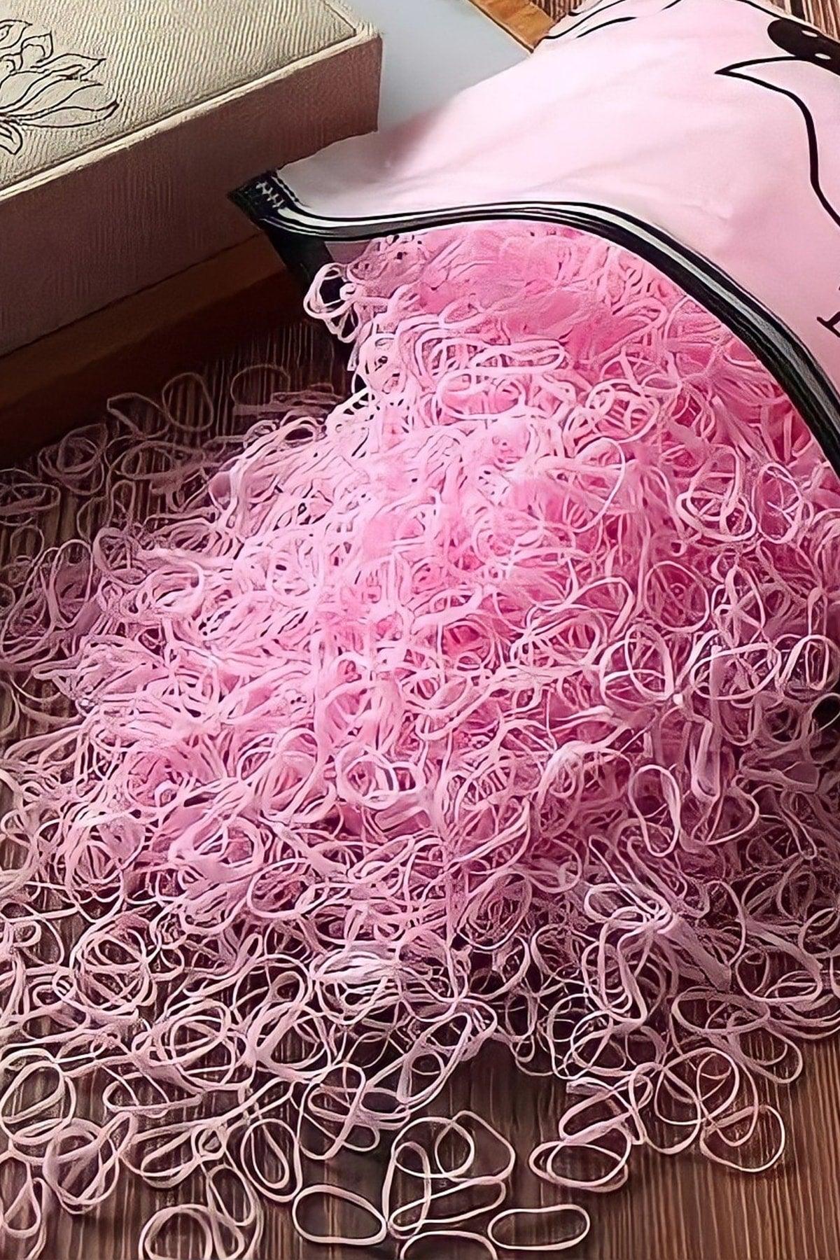 1000 Pieces of Powder Pink Hair Braiding Elastic - Swordslife