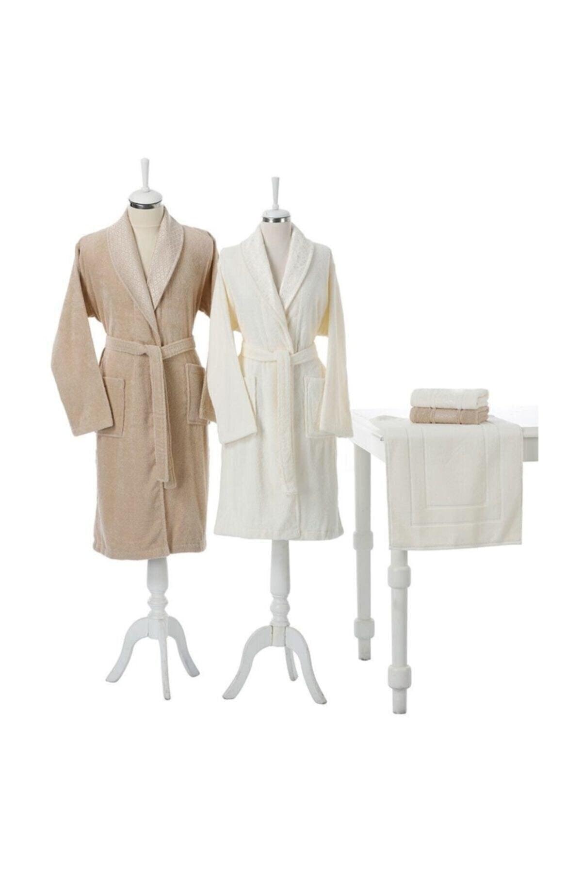 Camellia Happy Family Set Bathrobe Set Beige Cream - Swordslife