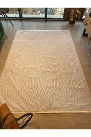 4 Seasons Modern Woven Carpet Fringed, Stain Resistant.(Special Sizes Can Be Made.) white - Swordslife