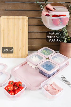 6-Piece Breakfast Storage Container With Tray Silicone Lid Storage Container With Lid Breakfast Set