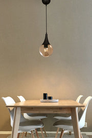 Single Drop Black Round Honey Glass Pendant Lamp Chandelier