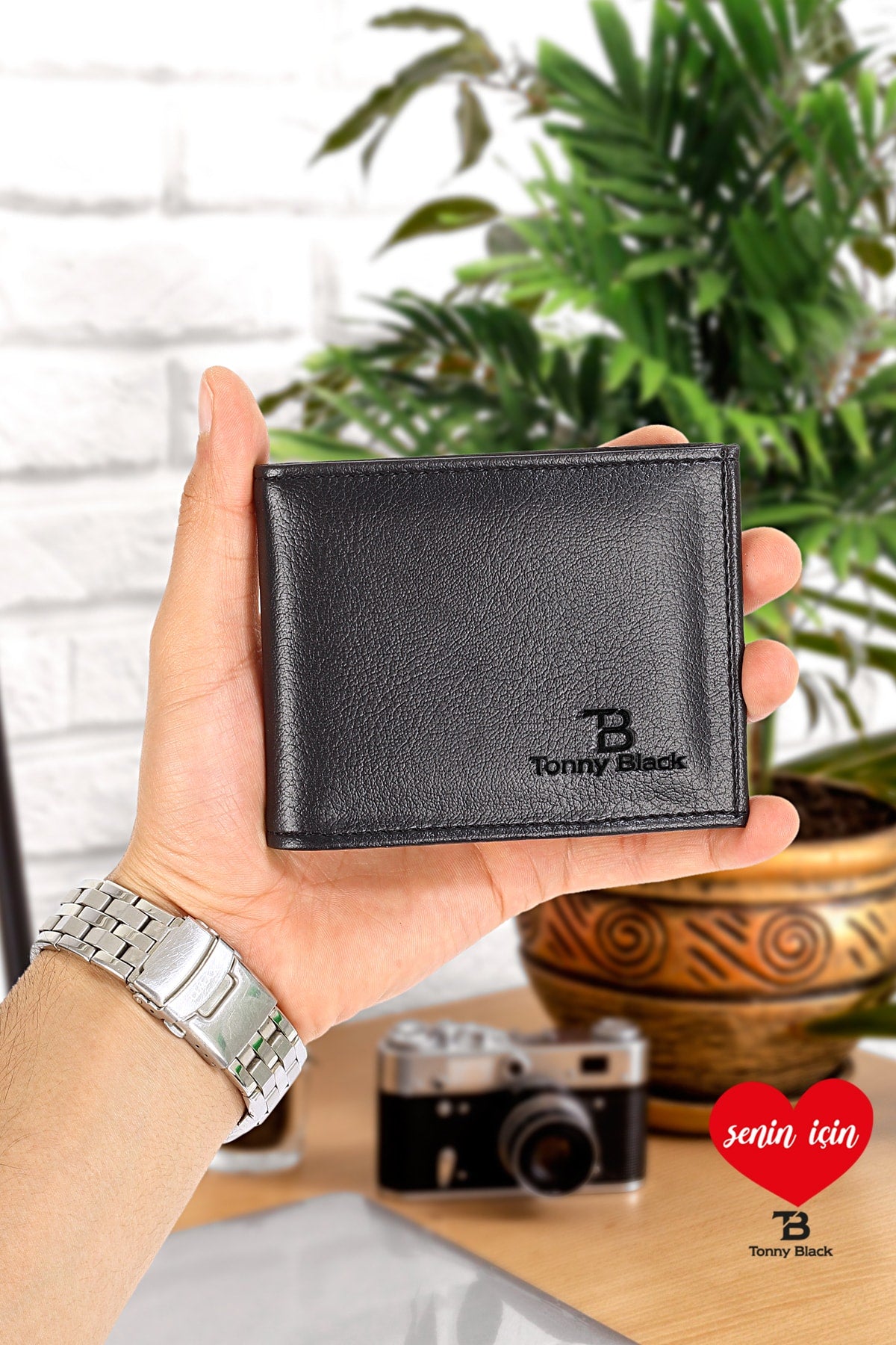 Original Men'S Black Stylish Leather Wallet With Gift Box Card Holder And Paper Money Compartment Card Holder Wallet