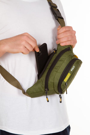 Waterproof Headphone Out Waist And Shoulder Bag Khaki