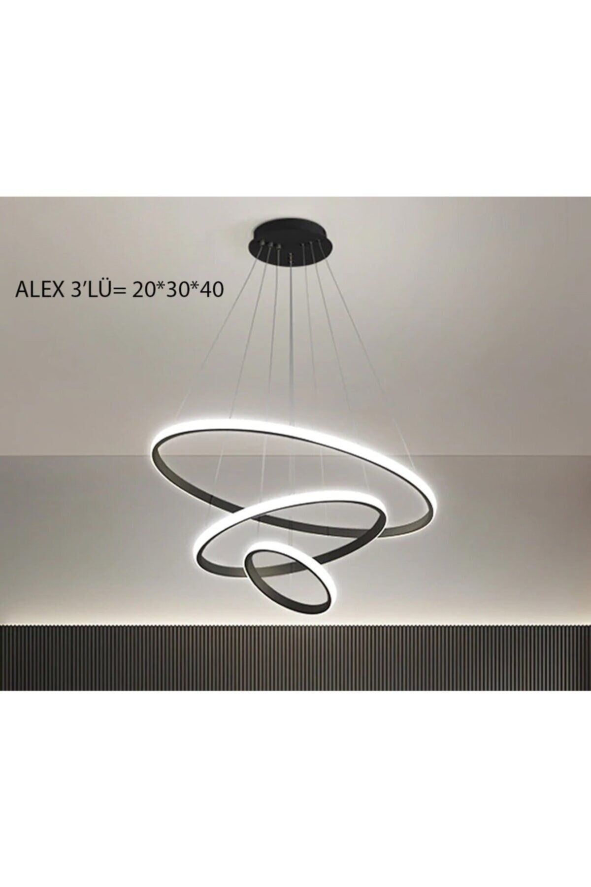 Alex Black Case White Led Triple Triple Led Chandelier