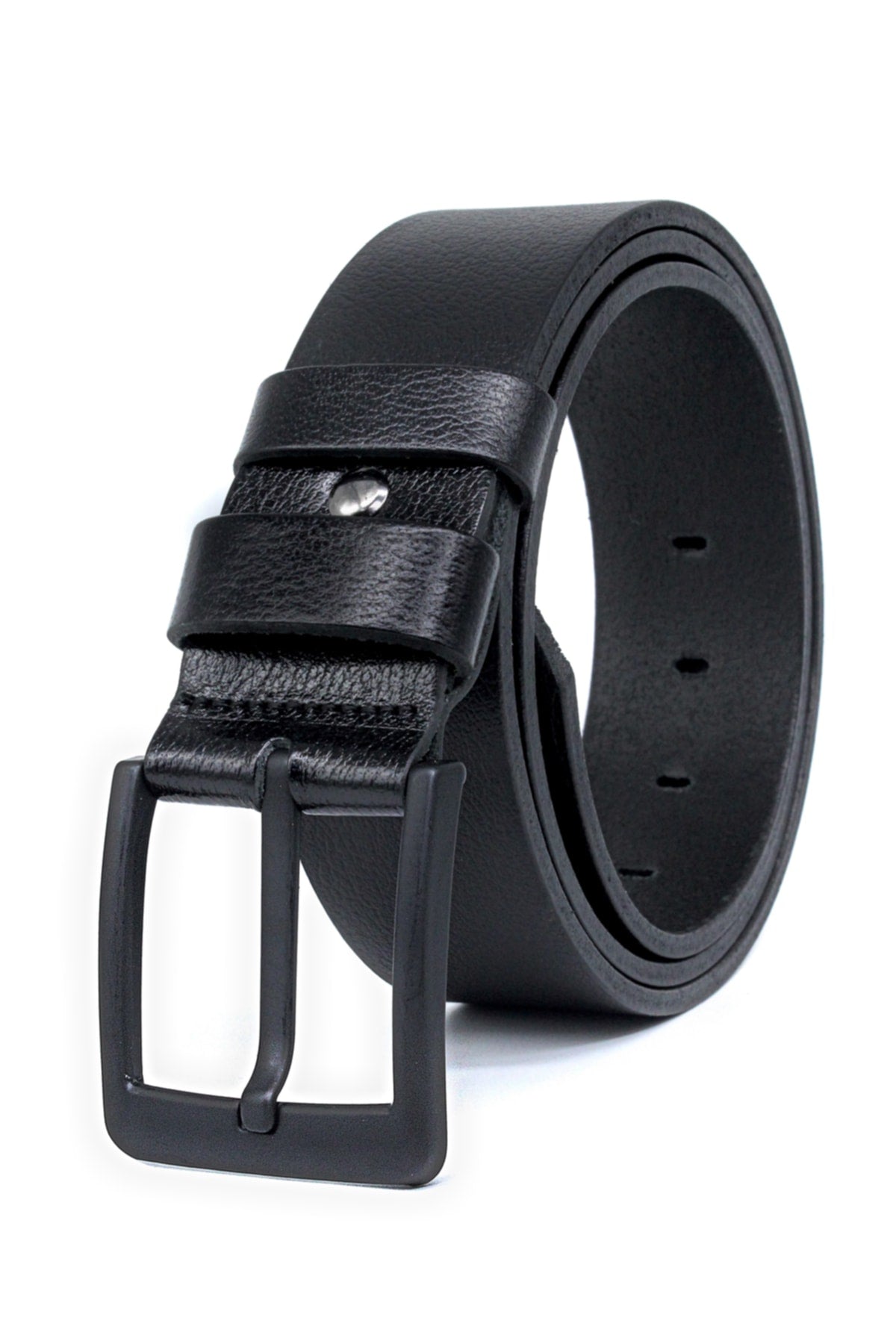 Buffalo Leather Black Buckle Men'S Denim Belt 4.5 Cm