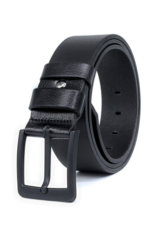 Buffalo Leather Black Buckle Men'S Denim Belt 4.5 Cm