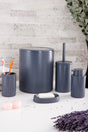 Gray Striped Round 5 Pcs Bathroom Set 5 Pieces Dustbin Wc Brush Liquid Solid Soap Dispenser Brush Holder Set - Swordslife