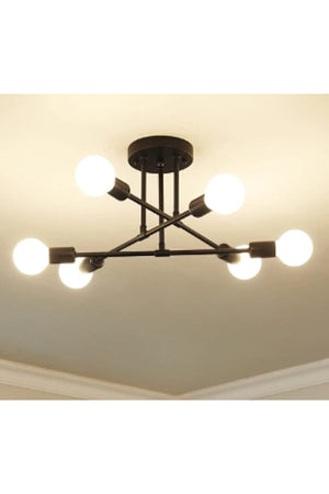 Akra 6-Piece Black Ceiling Mounted/Plafone Chandelier