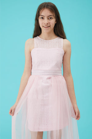 Girl Pink Stone Detailed Tulle Evening Dress 15161