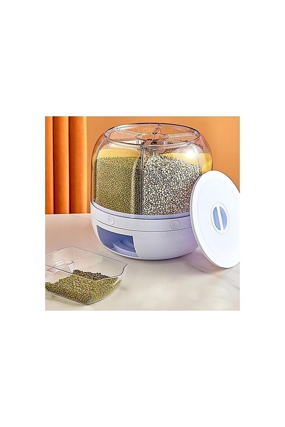 Dry Food And Pulses Organizer 360° Rotatable 6 Compartments Airtight Storage Container 6 Lt.