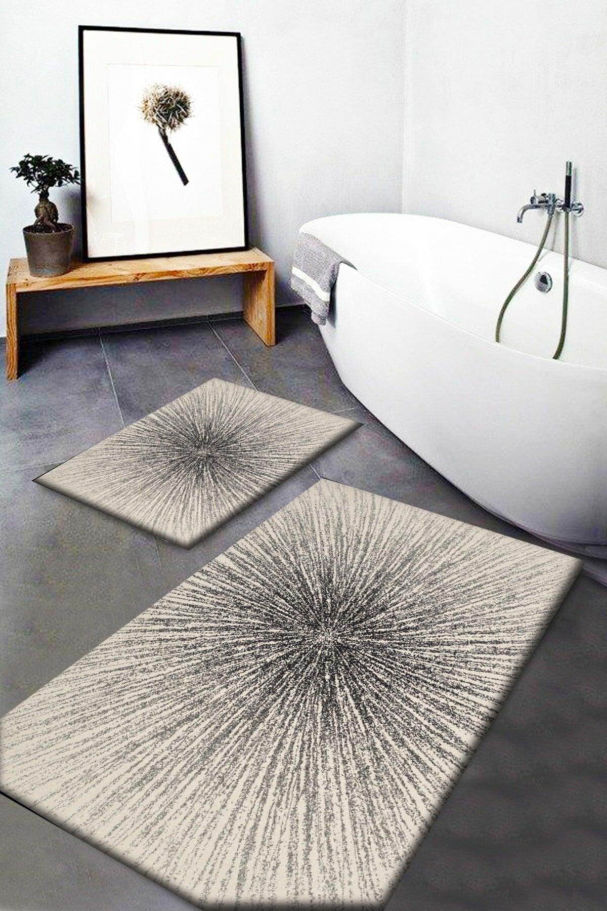 Else Wicker Sisal Jute Patterned Washable Non-Slip Base 2 Pieces Bathroom Carpet Doormat Closet Set Jtsbny-9 - Swordslife