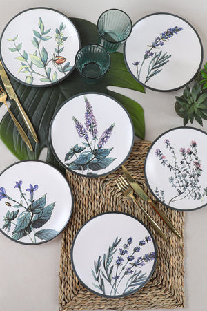 Flower Garden Cake Plate 20 Cm 6 Pieces - 18938-39-40-41-42-43