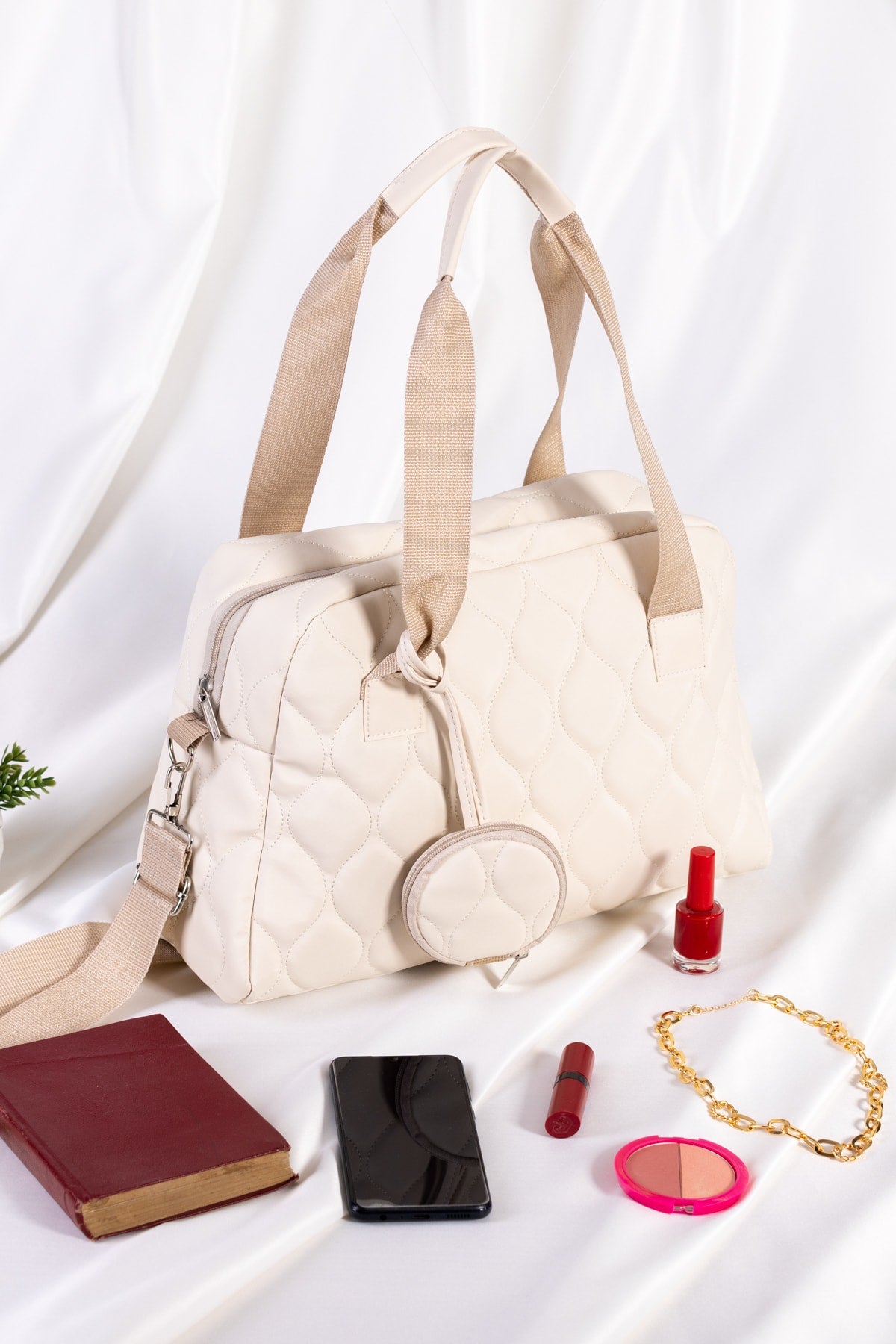Original Women'S Large Volume Comfort Model Zippered Quilted Wallet Tote Shopper Sleeve Bag