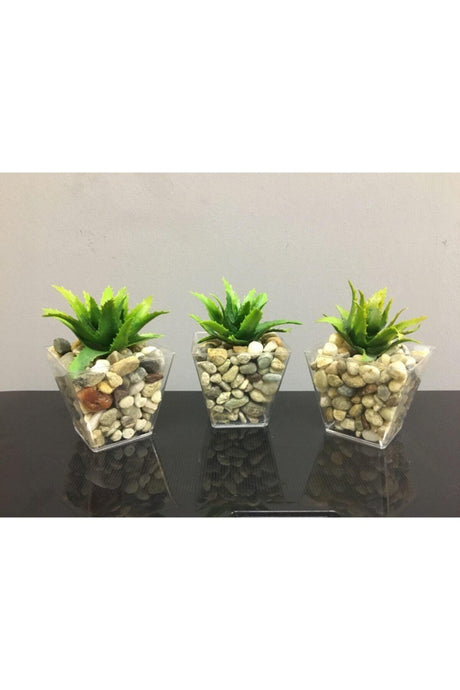 Succulent Artificial Succulent Succulent Artificial Flower in 3 Pack Pebble Pot 6cmx9cm - Swordslife