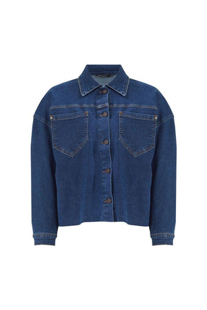 Romets Regular Fit Shirt Collar Navy Blue Denim Jacket - Swordslife
